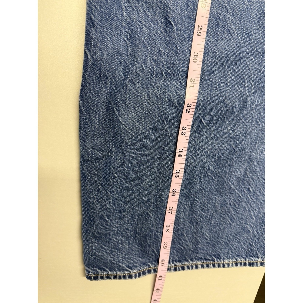 American Eagle Low Rise Baggy Wide Leg Jeans Comfort Stretch Blue Denim Sz 14 - Picture 7 of 12